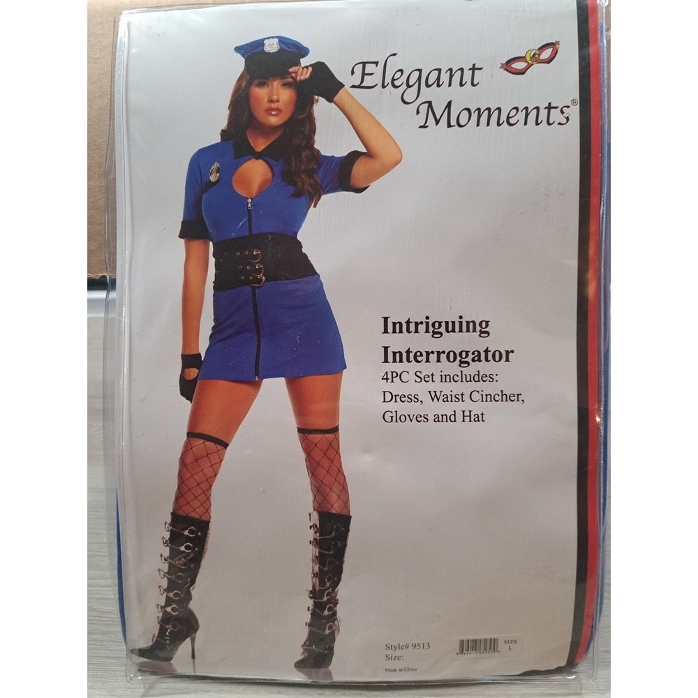 Sexy Elegant Moments Intriguing Interrogator‎ Police Costume 4PC Set Blue Large